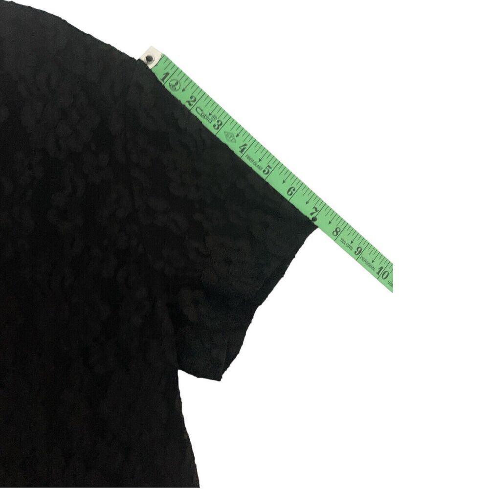Talbots Top Black Floral Lace Overlay T-Shirt Short Sleeve Scoop Neck Sz/ S - Picture 7 of 7